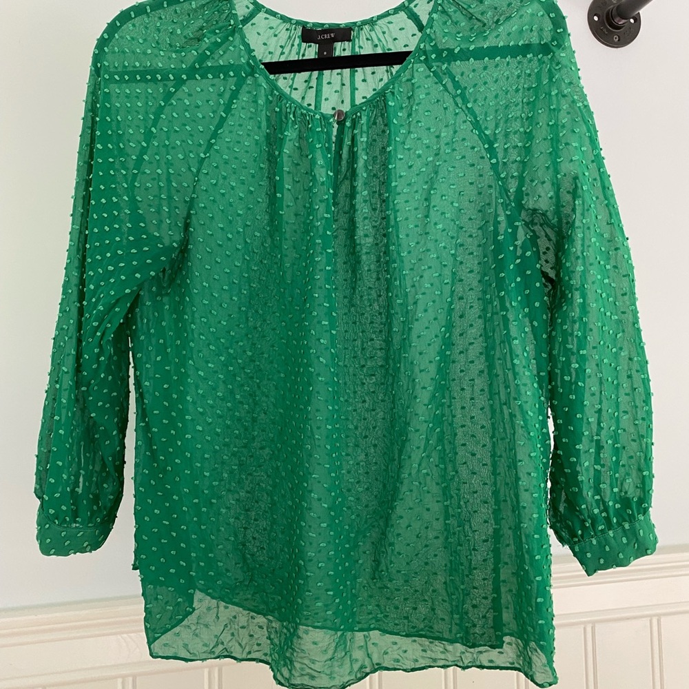 J. Crew 3/4 sleeve top green